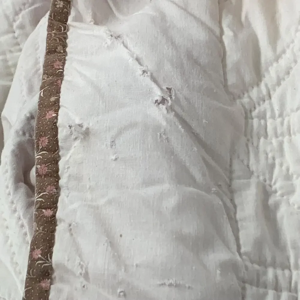 Vintage Star Pink  Brown Cutter Quilt Hand Quilted 188